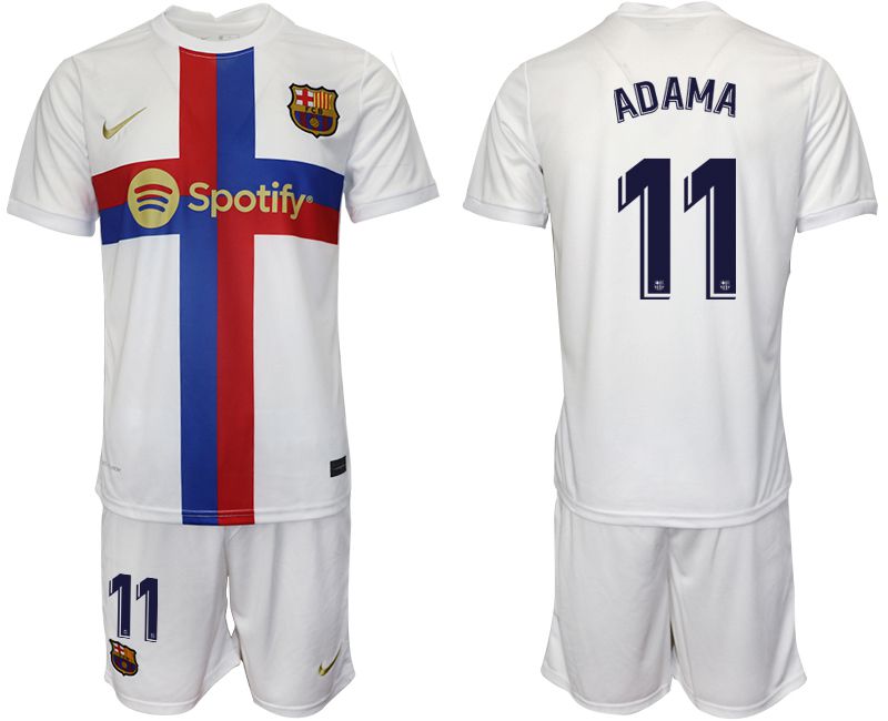 Men 2022-2023 Club Barcelona white away #11 Soccer Jersey->barcelona jersey->Soccer Club Jersey
